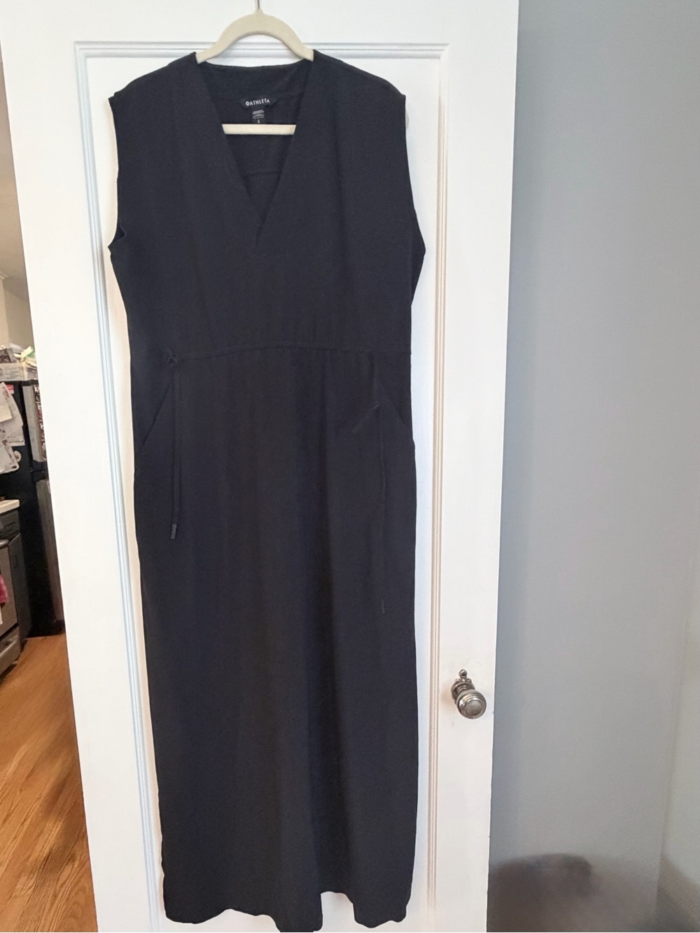 Athleta Black Sleeveless V-Neck Maxi Dress